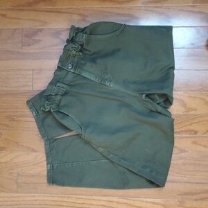 Zara Khaki Paperbag High Waisted Trousers Dark Green Size 4